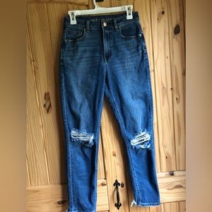 American eagle stretch ripped mom jeans